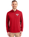 SMU Mustangs Cutter & Buck Virtue Eco Pique Recycled Quarter Zip Mens Pullover Red Front Thumbnail Image