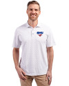 SMU Mustangs Cutter & Buck Virtue Eco Pique Tile Print Recycled Mens Polo White Front Thumbnail Image