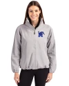 View image 4: Memphis Tigers Cutter & Buck Charter Recycled Packable Womens Full Zip Jacket Polished Medium Gray Front