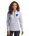 Memphis Tigers Cutter & Buck Traverse Stretch Eco Camo Print Quarter Zip Womens Pullover Charcoal Front Thumbnail Image