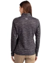 SMU Mustangs Cutter & Buck Traverse Stretch Eco Camo Print Quarter Zip Womens Pullover Black Back Thumbnail Image