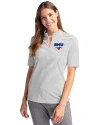 View image 1: SMU Mustangs Cutter & Buck Virtue Recycled Stripe Featherlight Pique Womens Half Zip Polished Medium Gray Front