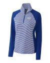 SMU Mustangs Cutter & Buck Forge Tonal Stripe Stretch Half Zip Womens Top Tour Blue Mannequin Thumbnail Image