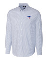 SMU Mustangs Cutter & Buck Stretch Oxford Stripe Mens Big and Tall Long Sleeve Dress Shirt French Blue Mannequin Thumbnail Image
