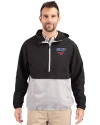 SMU Mustangs Cutter & Buck Charter Eco Recycled Mens Anorak Jacket Black/Polished Front Thumbnail Image