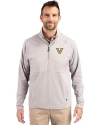 Vanderbilt Commodores Cutter & Buck Adapt Eco Knit Hybrid Recycled Mens Quarter Zip Polished Medium Gray Front Thumbnail Image
