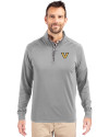 Vanderbilt Commodores Cutter & Buck Adapt Eco Knit Stretch Recycled Mens Quarter Zip Pullover Polished Medium Gray Front Thumbnail Image
