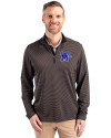 Memphis Tigers Cutter & Buck Virtue Eco Pique Micro Stripe Recycled Mens Big & Tall Quarter Zip Black/Elemental Grey Front Thumbnail Image