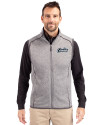 UCF Knights Citronaut Cutter & Buck Mainsail Sweater-Knit Mens Big and Tall Full Zip Vest Polished Heather Front Thumbnail Image
