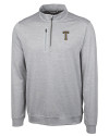 GA Tech Yellow Jackets College Vault Cutter & Buck Stealth Heathered Quarter Zip Mens Pullover Polished Medium Gray Mannequin Thumbnail Image