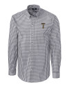 GA Tech Yellow Jackets College Vault Cutter & Buck Easy Care Stretch Gingham Mens Big and Tall Long Sleeve Dress Shirt Charcoal Mannequin Thumbnail Image