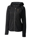 GA Tech Yellow Jackets College Vault Cutter & Buck Mainsail Full Zip Hooded Womens Jacket Charcoal Heather Mannequin Thumbnail Image