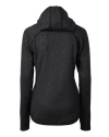 GA Tech Yellow Jackets College Vault Cutter & Buck Mainsail Full Zip Hooded Womens Jacket Charcoal Heather Mannequin Back Thumbnail Image