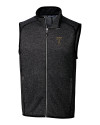 GA Tech Yellow Jackets College Vault Cutter & Buck Mainsail Sweater-Knit Mens Big and Tall Full Zip Vest Charcoal Heather Mannequin Thumbnail Image