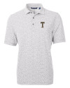 GA Tech Yellow Jackets College Vault Cutter & Buck Virtue Eco Pique Botanical Print Recycled Mens Polo Polished Medium Gray Mannequin Thumbnail Image