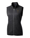GA Tech Yellow Jackets College Vault Cutter & Buck Mainsail Sweater Knit Womens Full Zip Vest Charcoal Heather Mannequin Thumbnail Image