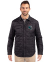 Philadelphia Eagles NFL Helmet Cutter & Buck Rainier PrimaLoft® Mens Eco Insulated Quilted Shirt Jacket Black Front Thumbnail Image