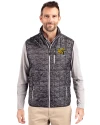 Green Bay Packers NFL Helmet Cutter & Buck Rainier PrimaLoft® Mens Eco Insulated Full Zip Printed Puffer Vest Black Front Thumbnail Image