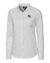 Carolina Panthers NFL Helmet Cutter & Buck Stretch Oxford Womens Long Sleeve Dress Shirt White Mannequin Thumbnail Image