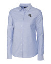 New England Patriots NFL Helmet Cutter & Buck Stretch Oxford Womens Long Sleeve Dress Shirt Light Blue Mannequin Thumbnail Image