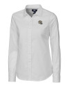 New Orleans Saints NFL Helmet Cutter & Buck Stretch Oxford Womens Long Sleeve Dress Shirt White Mannequin Thumbnail Image