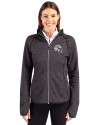 Miami Dolphins NFL Helmet Cutter & Buck Mainsail Full Zip Hooded Womens Jacket Charcoal Heather Front Thumbnail Image