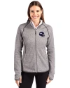 View image 7: Minnesota Vikings NFL Helmet Cutter & Buck Mainsail Sweater-Knit Womens Full Zip Hooded Jacket Polished Heather Front