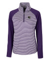 View image 7: Baltimore Ravens NFL Helmet Cutter & Buck Forge Tonal Stripe Stretch Half Zip Womens Top College Purple Mannequin