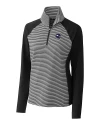 View image 3: Minnesota Vikings NFL Helmet Cutter & Buck Forge Tonal Stripe Stretch Half Zip Womens Top Black Mannequin