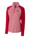 New England Patriots NFL Helmet Cutter & Buck Forge Tonal Stripe Stretch Half Zip Womens Top Cardinal Red Mannequin Thumbnail Image