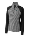 Carolina Panthers NFL Helmet Cutter & Buck Forge Tonal Stripe Stretch Half Zip Womens Top Black Mannequin Thumbnail Image