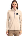 Atlanta Falcons NFL Helmet Cutter & Buck Adapt Eco Knit Stretch Recycled Womens Half Zip Pullover Wheat Front Thumbnail Image
