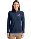 Buffalo Bills NFL Helmet Cutter & Buck Adapt Eco Knit Stretch Recycled Womens Half Zip Pullover Navy Blue Front Thumbnail Image