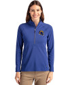 Los Angeles Rams NFL Helmet Cutter & Buck Adapt Eco Knit Stretch Recycled Womens Half Zip Pullover Tour Blue Front Thumbnail Image