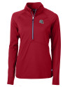 New England Patriots NFL Helmet Cutter & Buck Adapt Eco Knit Stretch Recycled Womens Half Zip Pullover Cardinal Red Mannequin Thumbnail Image