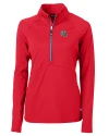 New England Patriots NFL Helmet Cutter & Buck Adapt Eco Knit Stretch Recycled Womens Half Zip Pullover Red Mannequin Thumbnail Image