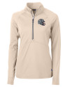 New England Patriots NFL Helmet Cutter & Buck Adapt Eco Knit Stretch Recycled Womens Half Zip Pullover Wheat Mannequin Thumbnail Image