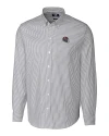 Tampa Bay Buccaneers NFL Helmet Cutter & Buck Stretch Oxford Stripe Mens Long Sleeve Dress Shirt Charcoal Mannequin Thumbnail Image