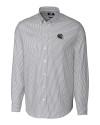Baltimore Ravens NFL Helmet Cutter & Buck Stretch Oxford Stripe Mens Long Sleeve Dress Shirt Charcoal Mannequin Thumbnail Image