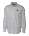 Denver Broncos NFL Helmet Cutter & Buck Stretch Oxford Stripe Mens Long Sleeve Dress Shirt Charcoal Mannequin Thumbnail Image