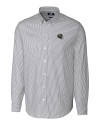 View image 2: Jacksonville Jaguars NFL Helmet Cutter & Buck Easy Care Stretch Oxford Stripe Mens Long Sleeve Button Down Shirt Charcoal Mannequin