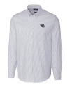 Seattle Seahawks NFL Helmet Cutter & Buck Stretch Oxford Stripe Mens Long Sleeve Dress Shirt Light Blue Mannequin Thumbnail Image