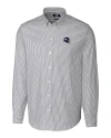 Minnesota Vikings NFL Helmet Cutter & Buck Stretch Oxford Stripe Mens Long Sleeve Dress Shirt Charcoal Mannequin Thumbnail Image