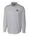 Philadelphia Eagles NFL Helmet Cutter & Buck Stretch Oxford Stripe Mens Long Sleeve Dress Shirt Charcoal Mannequin Thumbnail Image