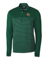 Green Bay Packers NFL Helmet Cutter & Buck Traverse Stretch Eco Stripe Quarter Zip Mens Pullover Hunter Green Mannequin Thumbnail Image