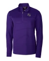 Minnesota Vikings NFL Helmet Cutter & Buck Traverse Stretch Eco Stripe Quarter Zip Mens Pullover College Purple Mannequin Thumbnail Image