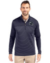Seattle Seahawks NFL Helmet Cutter & Buck Traverse Stretch Eco Stripe Quarter Zip Mens Pullover Liberty Navy Front Thumbnail Image