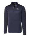 New England Patriots NFL Helmet Cutter & Buck Traverse Stretch Eco Stripe Quarter Zip Mens Pullover Liberty Navy Mannequin Thumbnail Image