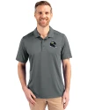 Jacksonville Jaguars NFL Helmet Cutter & Buck Prospect Eco Textured Stretch Recycled Mens Big & Tall Polo Elemental Grey Front Thumbnail Image