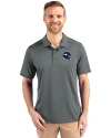Minnesota Vikings NFL Helmet Cutter & Buck Prospect Eco Textured Stretch Recycled Mens Big & Tall Polo Elemental Grey Front Thumbnail Image